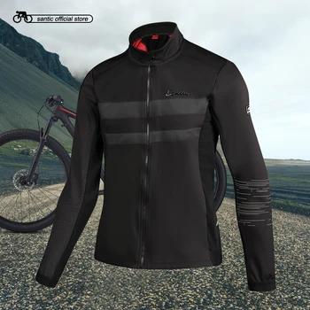 

Santic Mens Cycling Thermal Jackets Keep Warm Cycling Windproof Jacket Coat Reflective Black Autumn Winter Asian S-3XL M7C01089