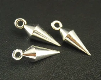 

50pcs Silver Color nail Conical Charm Pendant DIY Necklace Bracelet Bangle Findings 15x13mm A1653