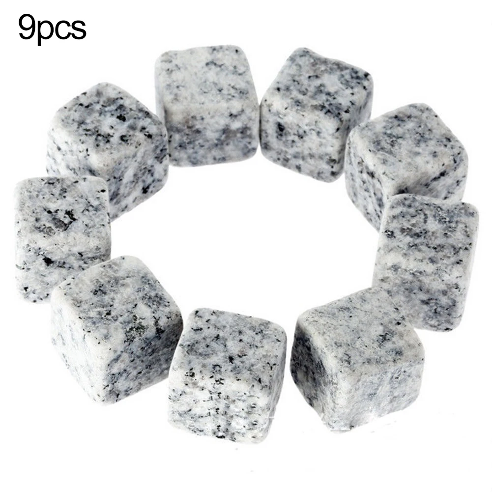 6/9Pcs Reusable Wine Drinks Cooler Ice Cube Chilling Stone Rock Washable Whisky Stone Barware Tool