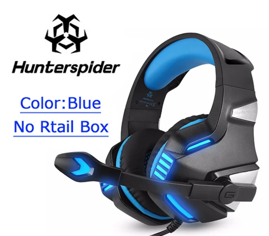 Hunterspider V3 стерео игровая гарнитура для PS4 Xbox One, Накладные наушники с Шум изоляция микрофон, светодиодный свет для портативных ПК - Цвет: Blue-No Reatil Box