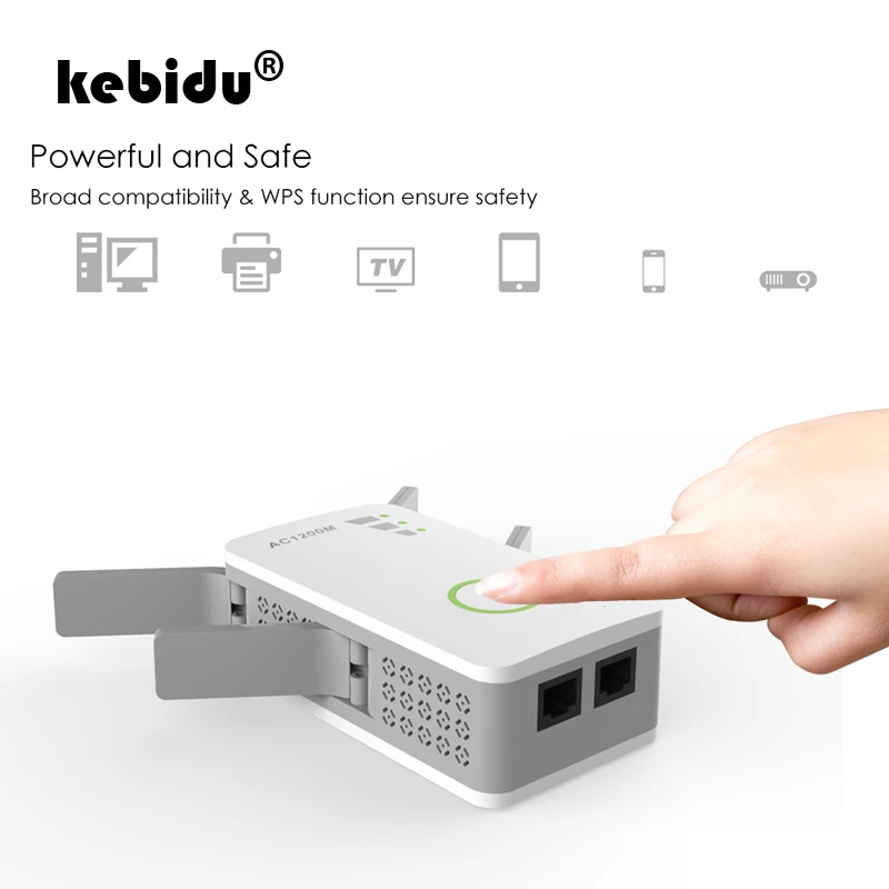 

kebidu AC1200M 2.4GHz 5GHz Dual Band AP Wireless wifi Repeater Range AC Extender Repeater Router WPS With 4 External Antennas