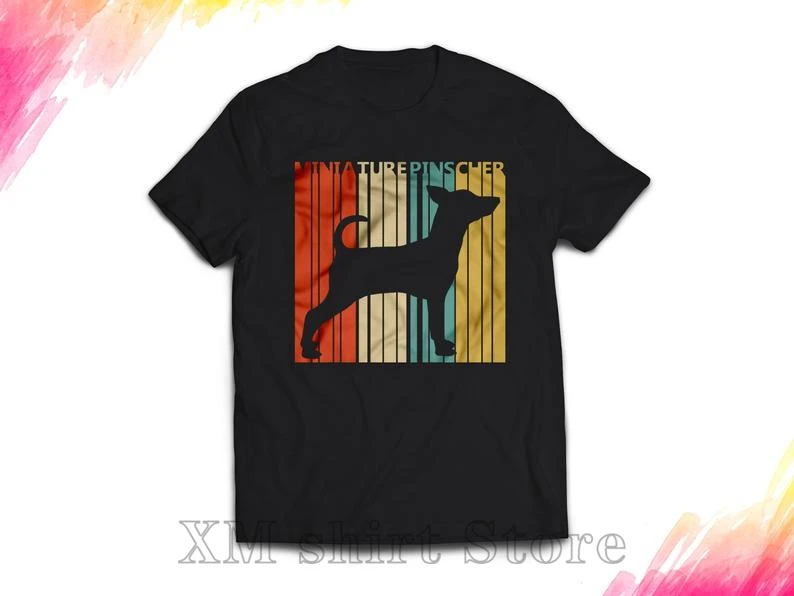Миниатюрная рубашка Pinscher винтажная Ретро миниатюрная футболка с собакой мужская