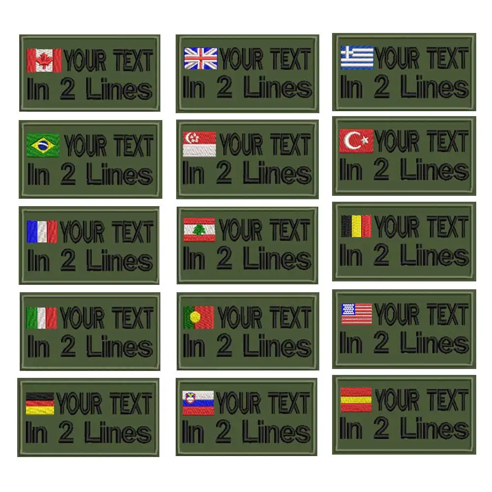

Custom name patches tags personalized iron on hook backing 9x5cm