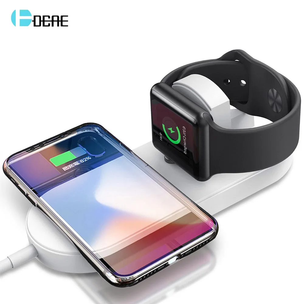 

DCAE Qi Wireless Charger For iPhone X XS Max XR Samsung S9 S8 Fast Wireless Charging Pad For apple Watch 4 3 2 1 Desktop Charger