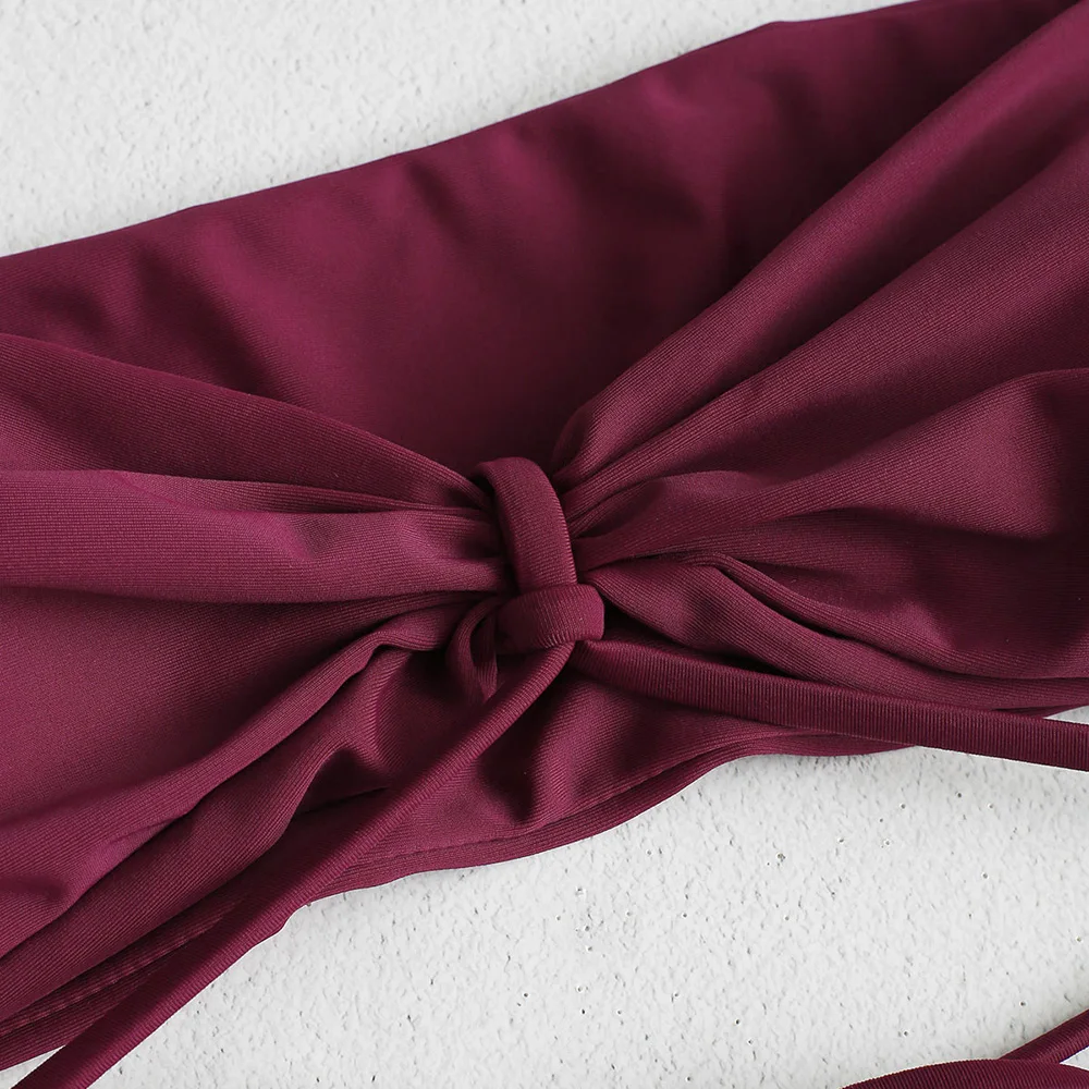 ZAFUL 2019 новый бикини Chocker купальники Для женщин высокие купальник цветочный принт комплект бикини пикантные тонкие бретельки бандо Biquni