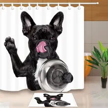 מצחיק כלב רעב מודפס עבור רחצה אמנות עיצוב בית דקור עמיד למים טחב הוכחת אמבט וילונות עם ווים(China)