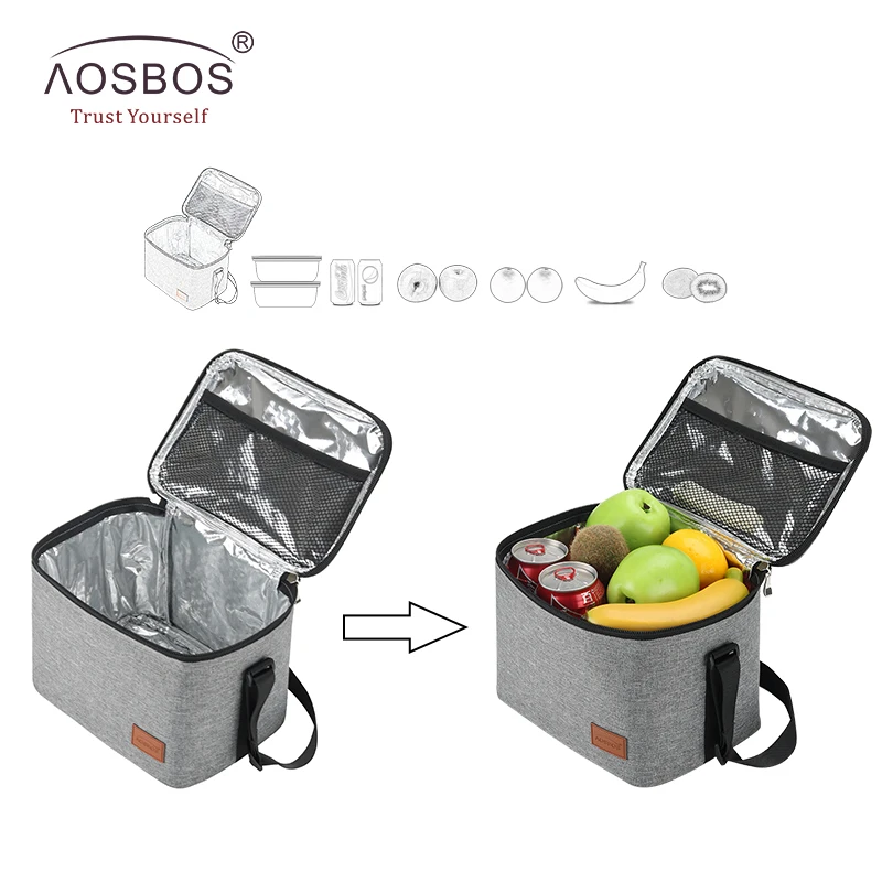 Aosbos Fashion Portable Thermal Lunch Bags for Women Kids Men Multifunction Food Picnic Cooler Box Insulated Tote Bag Storage