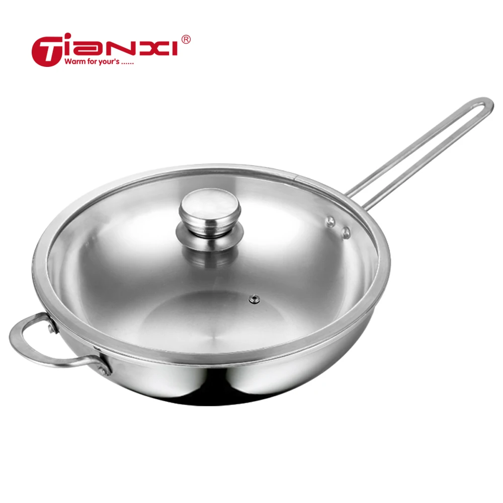 

Wok Non-stick Pan Stainless Steel Pot Woks Kitchen Pots Cooking Pot Cookware Smokeless Uncoated Induction Cooker Gas PDG30