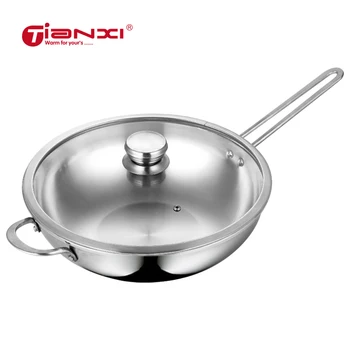 

Wok Non-stick Pan Stainless Steel Pot Woks Kitchen Pots Cooking Pot Cookware Smokeless Uncoated Induction Cooker Gas PDG30