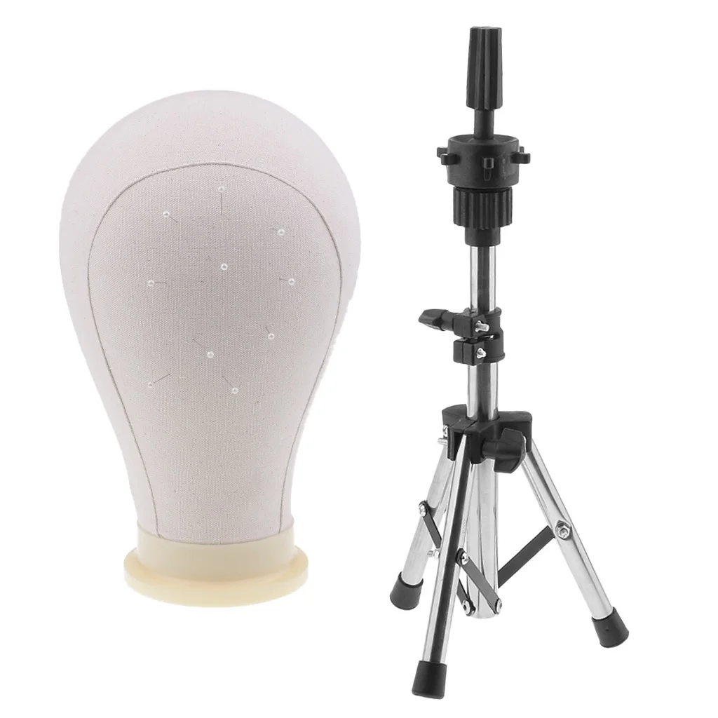 24 inch Canvas Block Head For Wigs Making Manikin Mannequin Model with Adjustable Tripod Stand