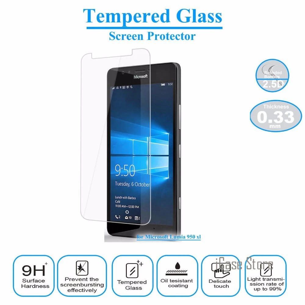 9H Hardness Tempered Glass For Microsoft Nokia Lumia 950XL 950 XL Dual SIM Screen Protector Explosion-Proof Film + Clean Kits | Мобильные