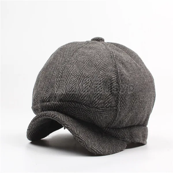 B Новинка осень зима мужская натуральная меховая картуз шапка-Кепка Beanie BERET Кепка таксиста Мужские Твердые Восьмиугольные шляпы - Цвет: B