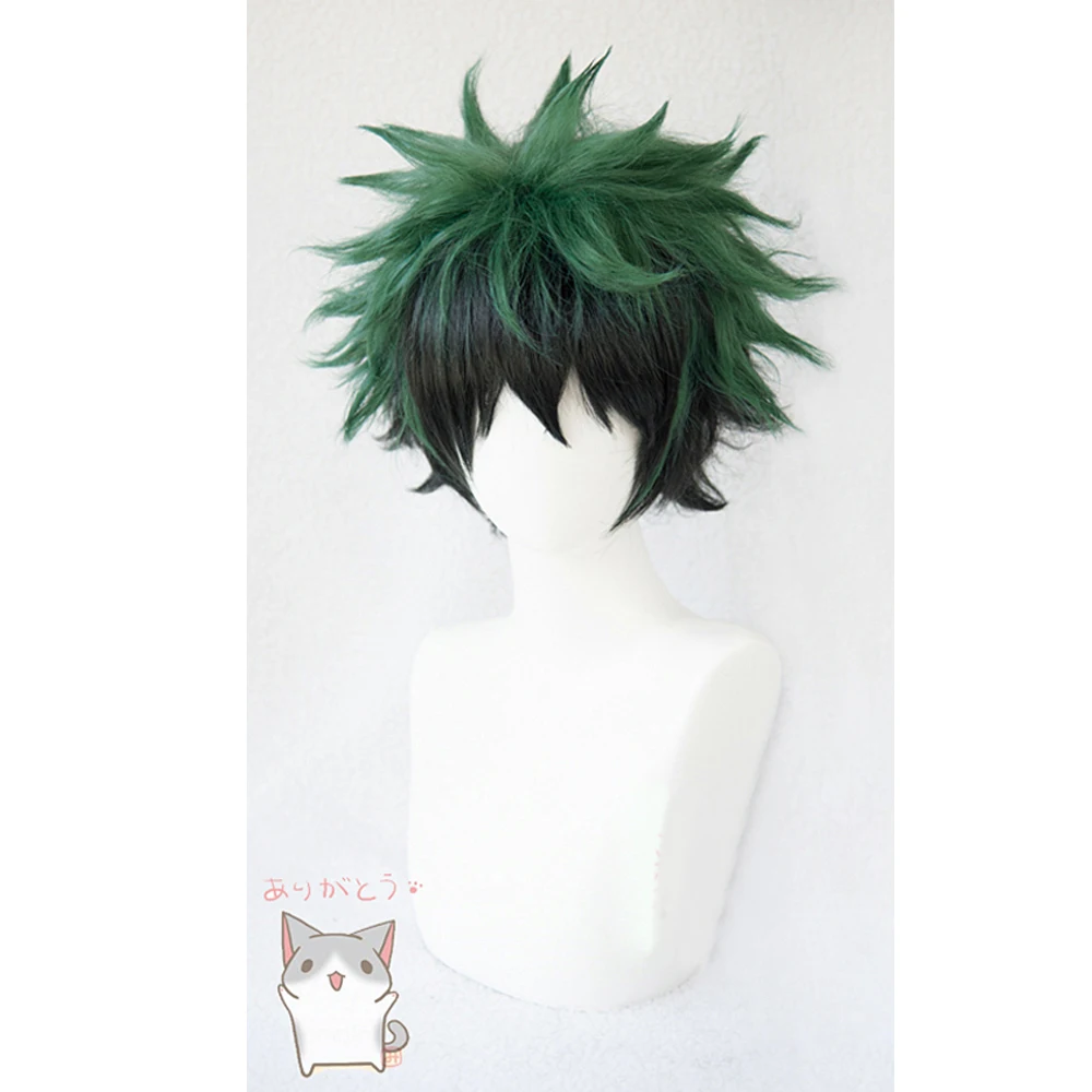 

Anime Unisex Hair 12'' Dark Green Ombre Short Party Fluffy Cosplay Wig Heat Resistant H763552