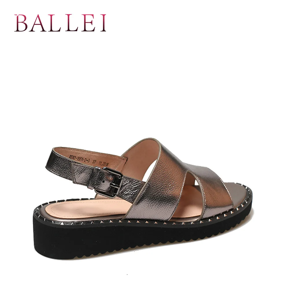 BALLEI/женские летние босоножки в винтажном стиле; Высококачественная обувь из натуральной кожи с мягким ремешком сзади; обувь на толстом каблуке; Роскошные однотонные босоножки; S99