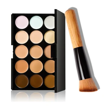 

Hot 15 Color Fashion Women Pro Makeup Cosmetic Contour Concealer Palette Make Up Concealer Brush Foundation Cream -5