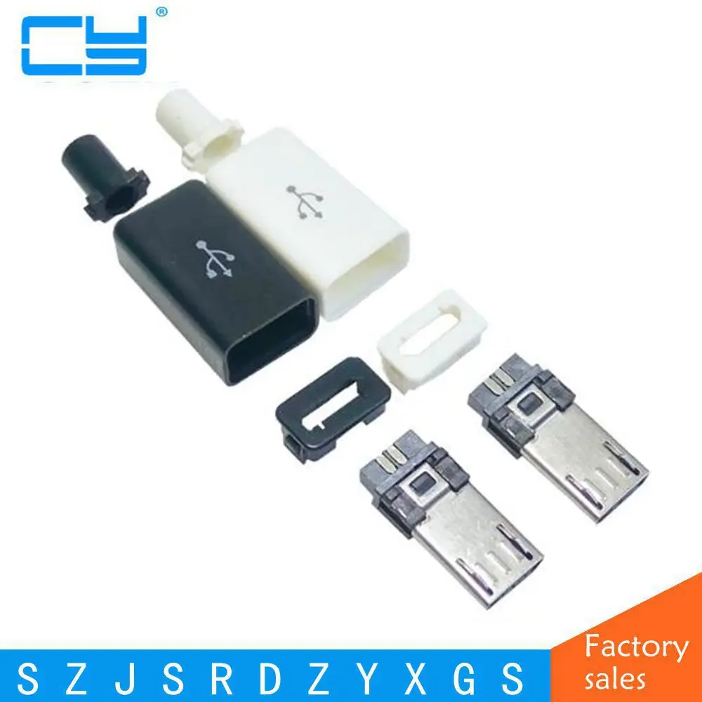 10 шт. DIY Micro USB Тип B папа 5 контактов четыре в сборе разъем штепсельная вилка|socket
