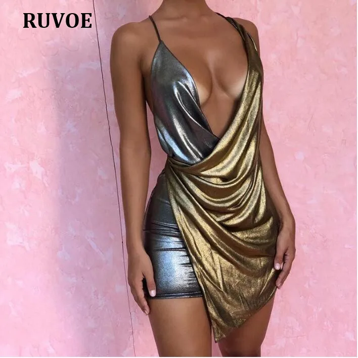 

2019 Women Sexy Sliver Solid Color Dresses Female Elegant Mini Bodycon Party Dress Spaghetti Straps Backless Club wear YME-144