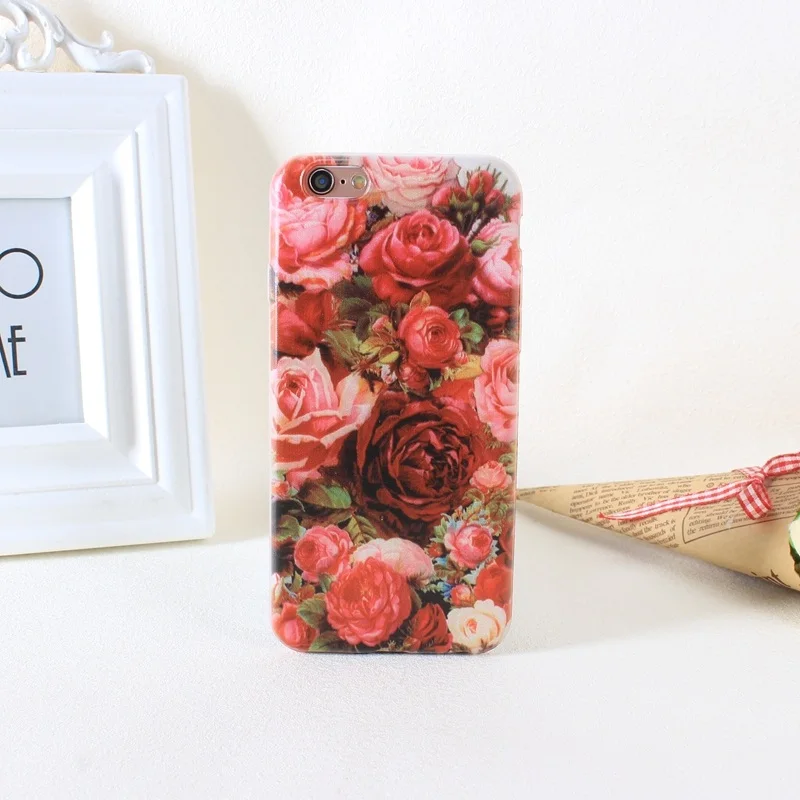 Soft TPU Cover For Apple iPhone 6 6S 7 7 Plus Phone Shell Cases Flowers (8)