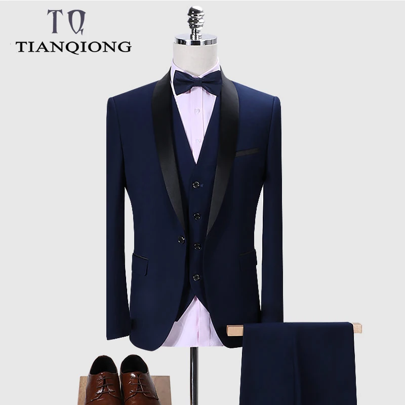 Brand Men Suit 2019 Wedding Suits For Men Shawl Collar 3 Pieces Slim ...