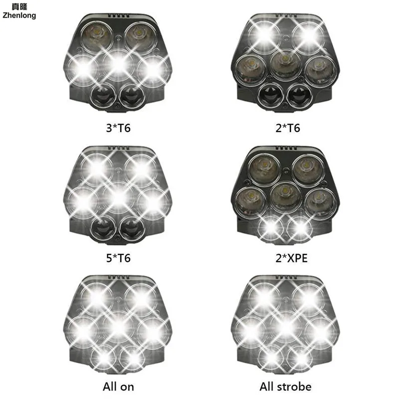 USB Перезаряжаемый CREE XML-5* T6 7 светодиодный налобный фонарь Многофункциональный Головной фонарь светодиодный светильник-вспышка Белый Синий головной светильник 18650 ночная рыбалка