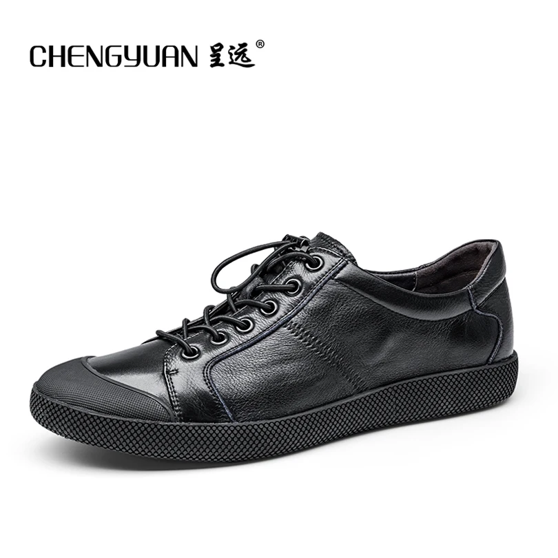 Men flats genuine soft leather casual shoes flat mens black daily net leisure lace up shoe