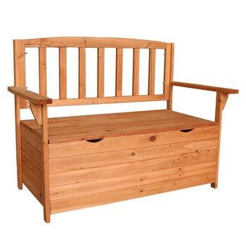 

US Fir Wood Courtyard Armchair Storage Box Orange Red Opening the seat base can store all kinds of tools and accessories