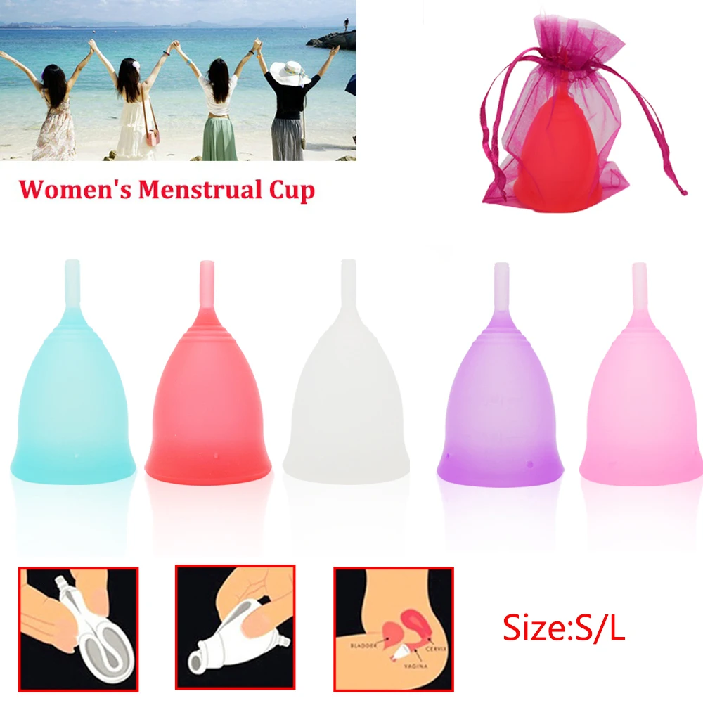 

Reusable 100% Silicone Women Menstrual Cup Feminine Soft Menstrual Period Leak Free Safety Feminine Cup