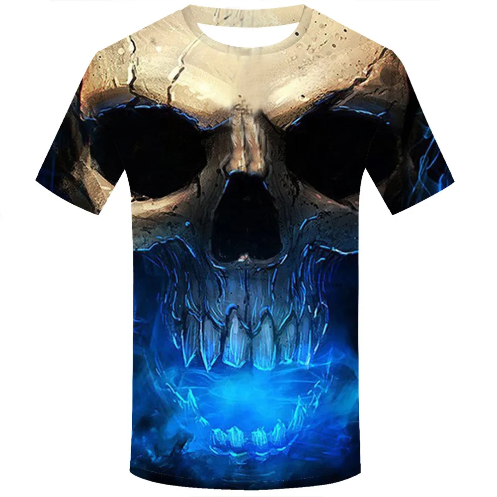 

Unisex Casual T-Shirt Summer 3D Printed Skull Pullover Short Sleeve Tops Breathable T-shirt Plus-size 2019 New Men Tops Clothes