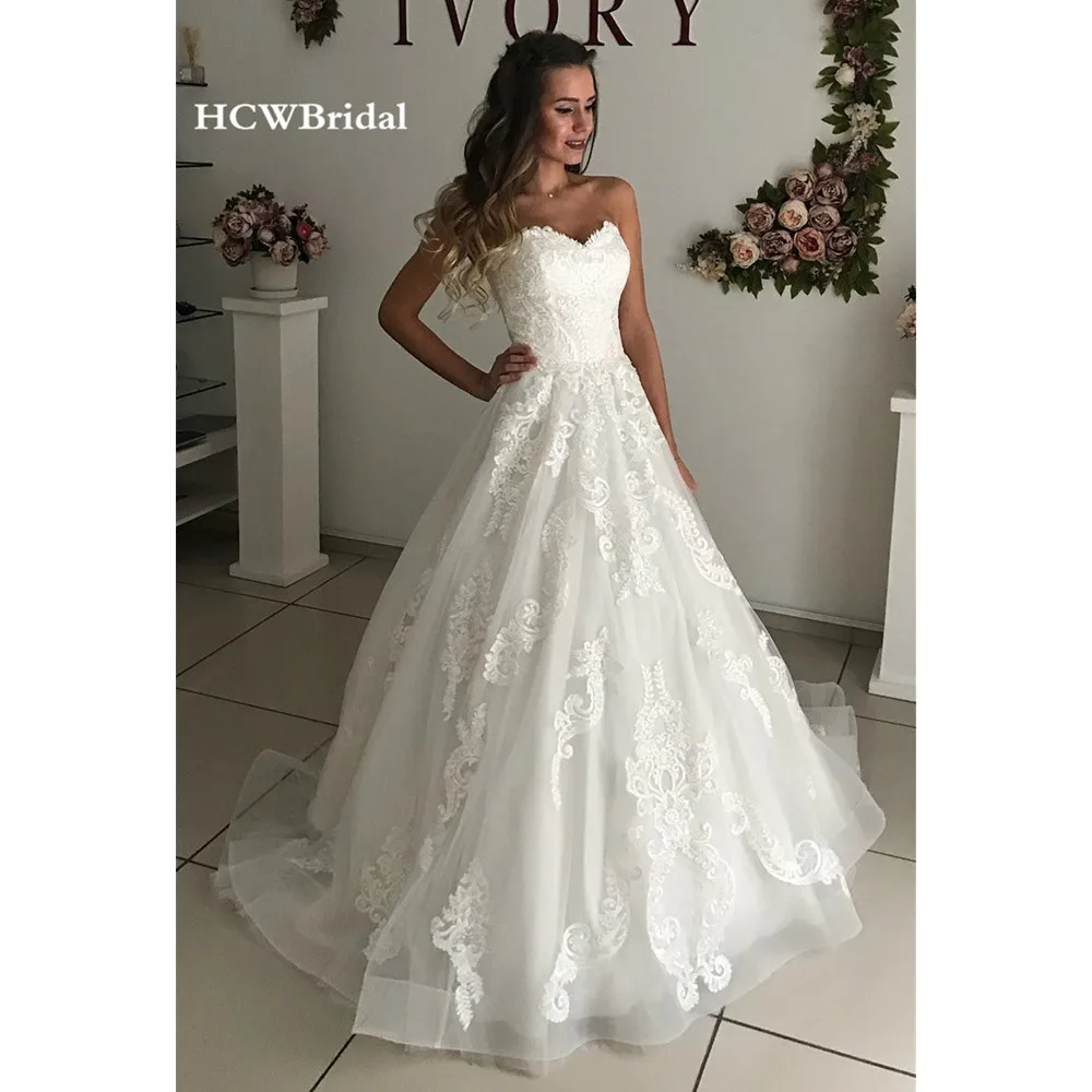 Vestido De Noiva восхитительная Кружевная аппликация арабские Свадебные платья без бретелек линия уникальное свадебное платье на заказ