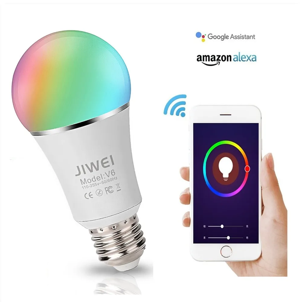 E27 WIFI Smart Bulb RGBW WIFI Bulb Dimmable LED Light Bulb Works with