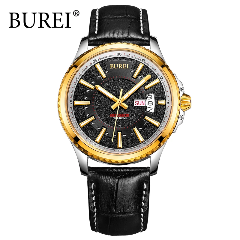 BUREI Luxury Tourbillon Automatic Watch Men Leather Sport Waterproof Wristwatch Sapphire Mirror Gold Male Clock Montre Homme