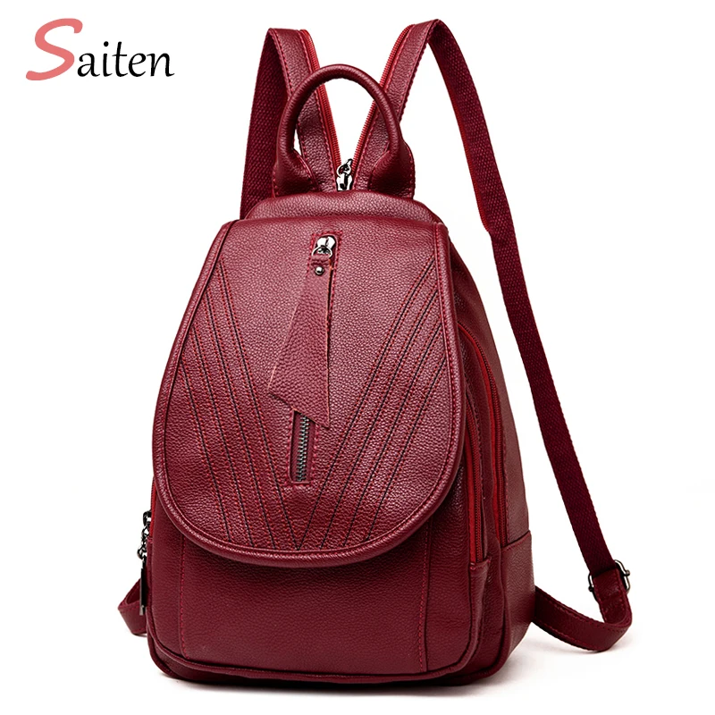

New Women Backpack PU Leather Retro Large Capacity School Bags For Girls Travel Bag Designer Daily Backpacks Sac A Dos Femme Bag