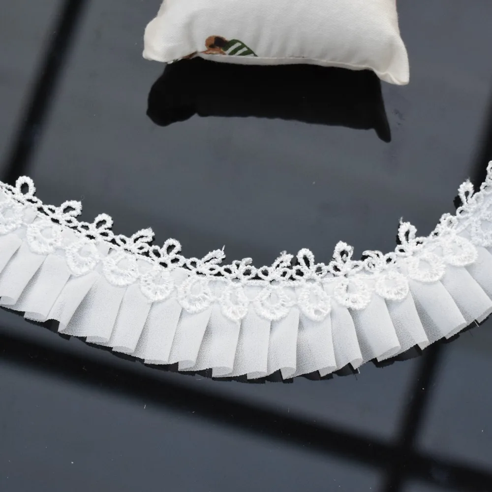 Chiffon fold ribbon Net Yarn Lace Ruffle DIY skirt cuff tide clothing