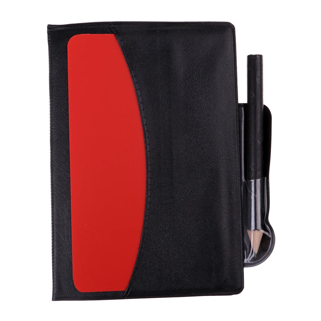 PVC 12x8cm Football Referees Wallet Notebook With Red Yellow Card Pencil & Score Sheet Soccer Score Set