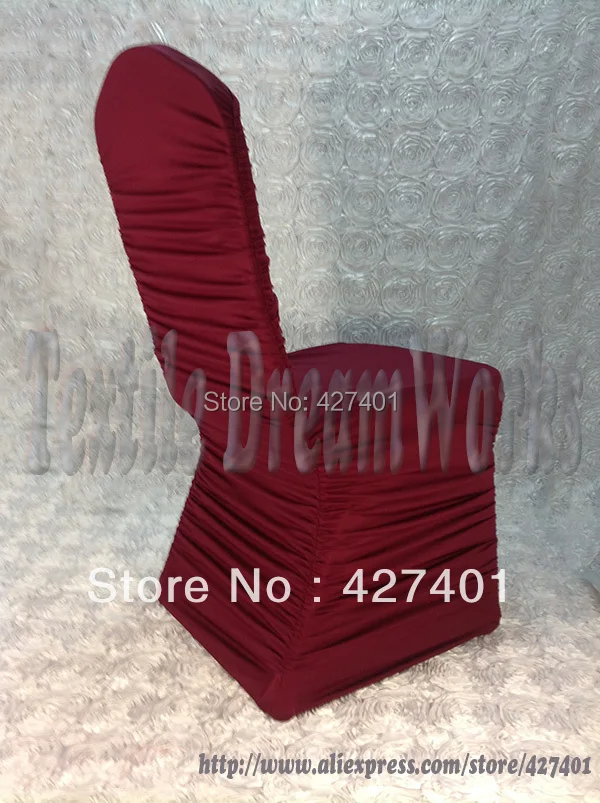 Hot Sale Burgundy Purple Ruffle Lycra Chair Cover /wedding chair covers