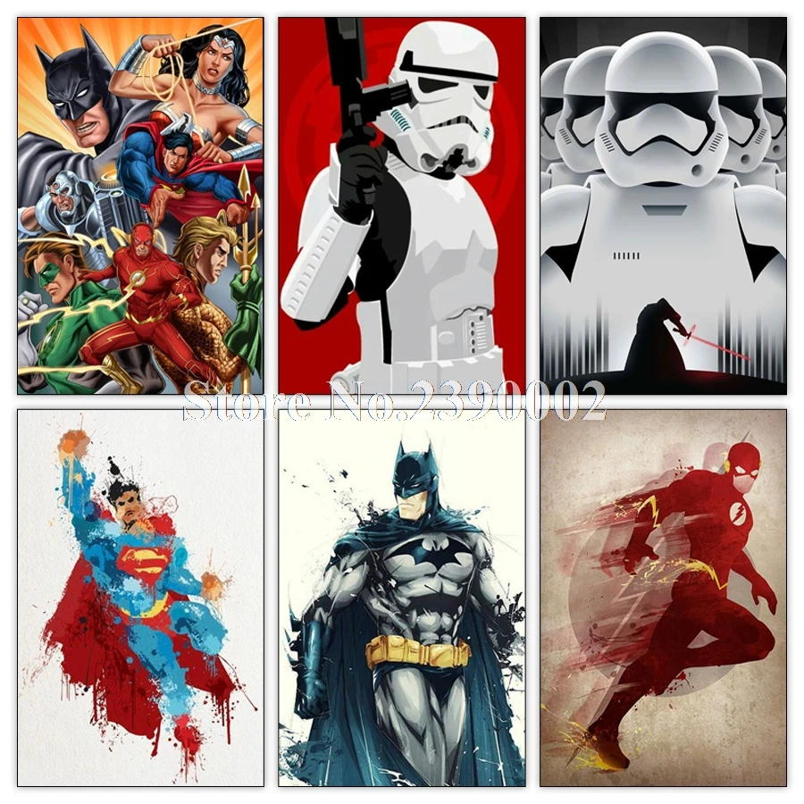 

Diy 5d Diamond Painting Needlework Embroidery With Diamonds Mosaic Posters Batman V Superman V Wonder Woman Dmc Canvas Paint