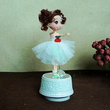 Little girl swivel clockwork music box with LED light home decoration accessories desktop 6 colors