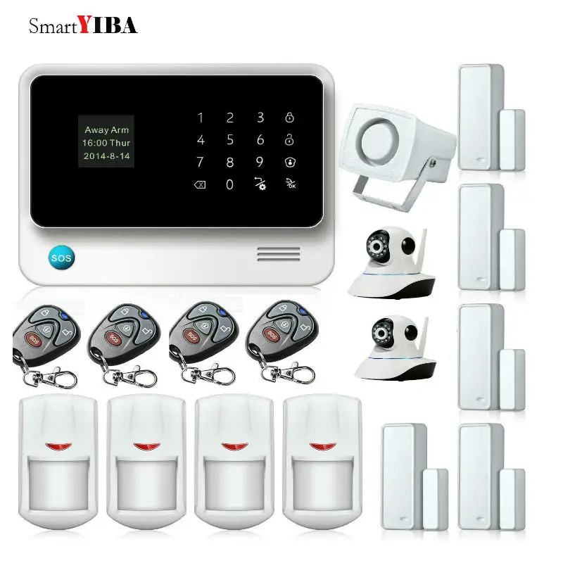 

SmartYIBA WIFI GSM Burglar Security Alarm System Wifi Camera Remote Control Infared PIR Door Gap Alarm Kits House Alarm