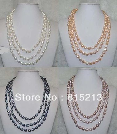 

Hot sell Noble- hot sell new - HOT832 Wholesale 4 Pieces 62 inch 7-8*8-10mm Baroque Freshwater pearl necklace