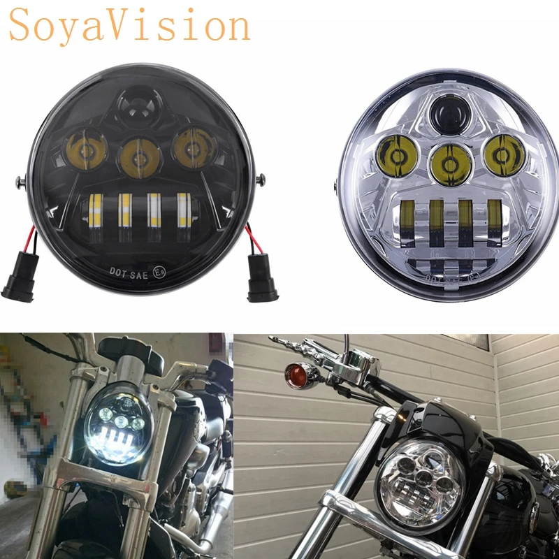 black and chrome LED Headlight Assembly for Harley VROD VRSC VRXSE V
