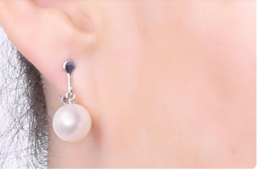 

charming 10-11mm south sea round white pearl earring 925s clisp