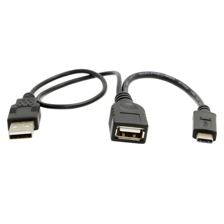 USB-C USB 3.1 C 타입 수 커넥터 암 OTG 데이터 케이블, 엑스트라 전원 케이블 포함, 20cm