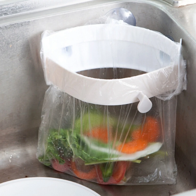 

Household Sink Garbage Bag Hanging Rack With 3PCS Suction Cup Kitchen Storage Hanging Rack Storage The Garbages Tools