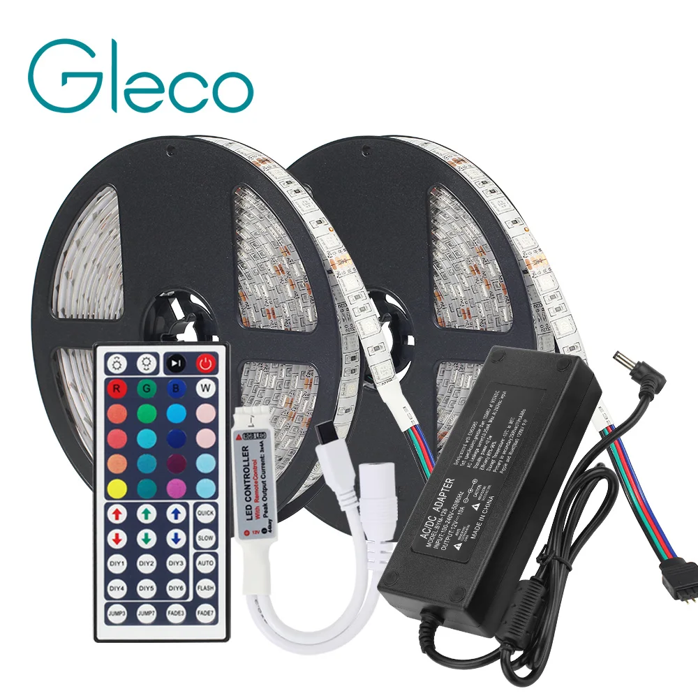 

LED Strip Set 5M 10M 12V LED Strip 5050 RGB with remote controller DC12V Adapter LED Strip Light 5050 60LEDs/m 5M/roll