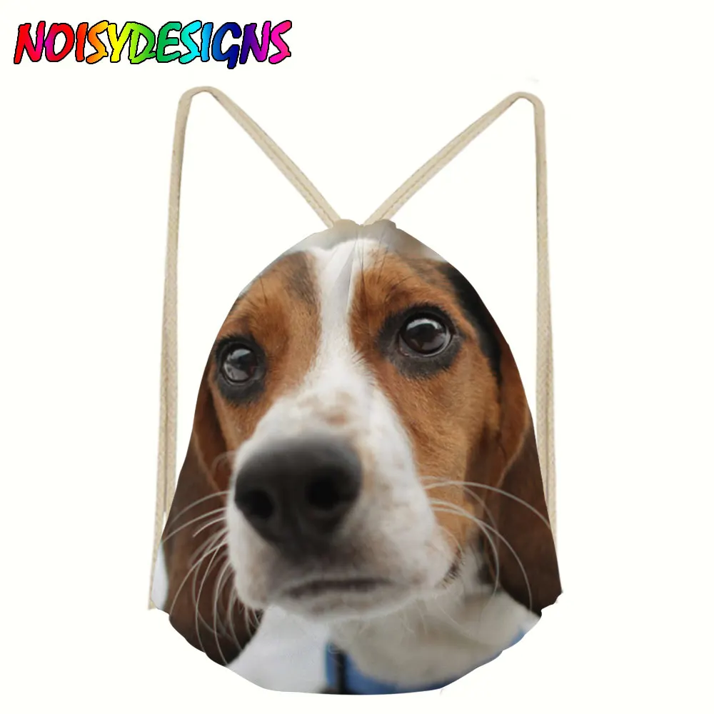 Dog Pattern Drawstring Bag women Beagle Printing Linen Drawstring Bags For Teenagers Travel Beach Gym Shoes Sports Cloth Pack