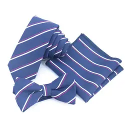 Темно-синий галстук мужской Корейский узкий галстук, темно-синий ручной галстук, винный красно-белый полосатый галстук-бабочка, платок в