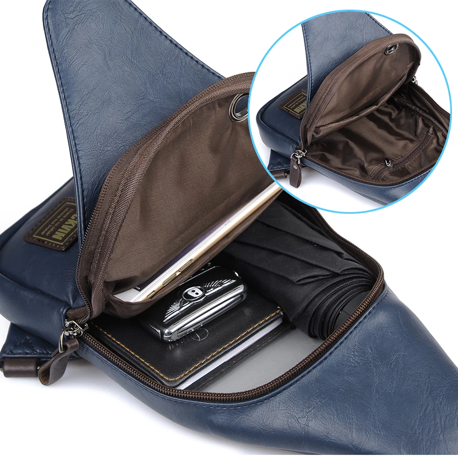 JackKevin Men's Fashion Crossbody Bag Theftproof Rotatable Button Open Leather Chest Bags Men Shoulder Bags Chest Waist Pack JackKevin Men's Fashion Crossbody Bag Theftproof Rotatable Button Open Leather Chest Bags Men Shoulder Bags Chest Waist Pack