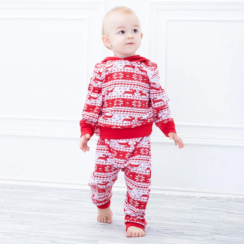 2018 Cute Snowflakes and Elk Print Christmas Outfits Kids Baby Girl