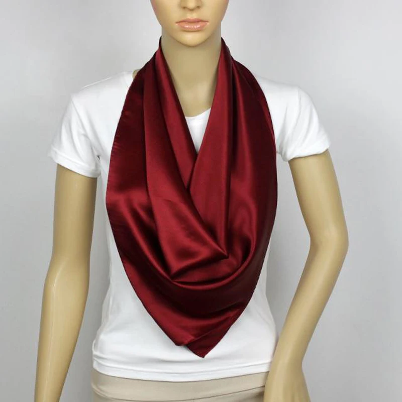 

girl women mens solid plain 100% satin Silk Scarf square Scarves Neckerchiefs gift accessory 108*108cm 10colors #4086
