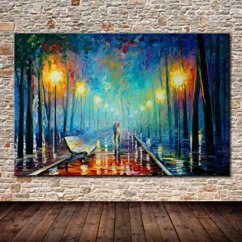 

Knife Oil Painting Modern On Canvas New York Paris Park Landscape Art Pictures Abstract Tree Road Art Set Home Wall Decoration